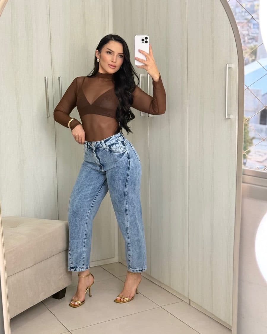 Calça Jeans Pantalona Mocha